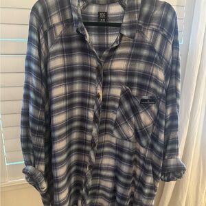 BDG from Urban Outfitters Navy and Neutral Plaid supersoft Oversized Shirt